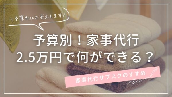 家事代行サブスク　2.5万円で何ができる？